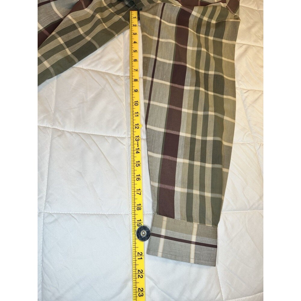 Roundtree & Yorke Shirt Men Size XL Dress Plaid Non Iron Collar Button Down Brow - Picture 7 of 9